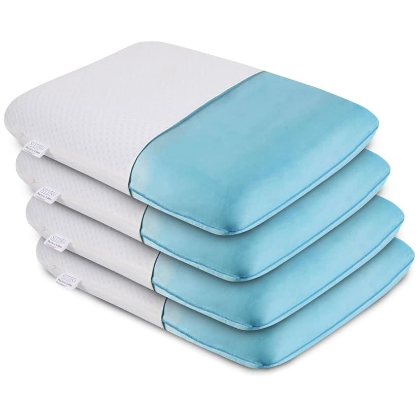 Sleepsia Cooling Gel Cervical Memory Foam Standard Pillow – Neck & Shoulder Pain Relief Pillow Offers Comfortable Sleep, Support Pillow, Orthopedic Neck Pain, Washable Cover (Pack of 4) Standard (23"X14.5"X4")
