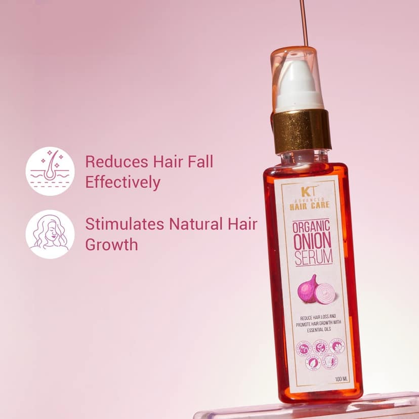 KT Professional Organic Onion Hair Serum, Hair Fall Control & Growth, Leave-In - 100ml view 3