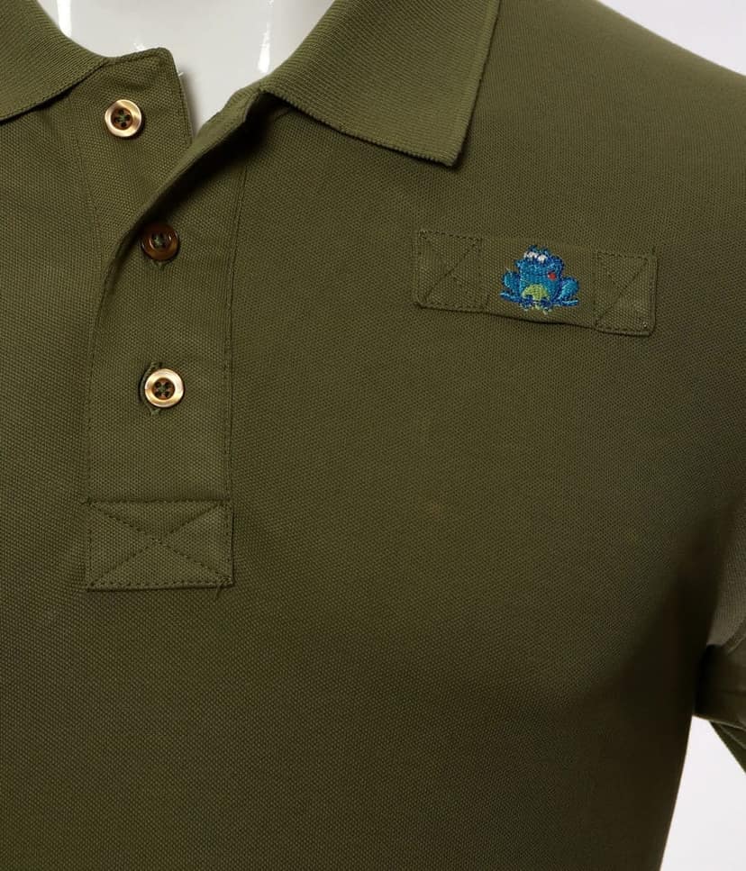 Men's Olive Green Solid Polo T-Shirt view 3