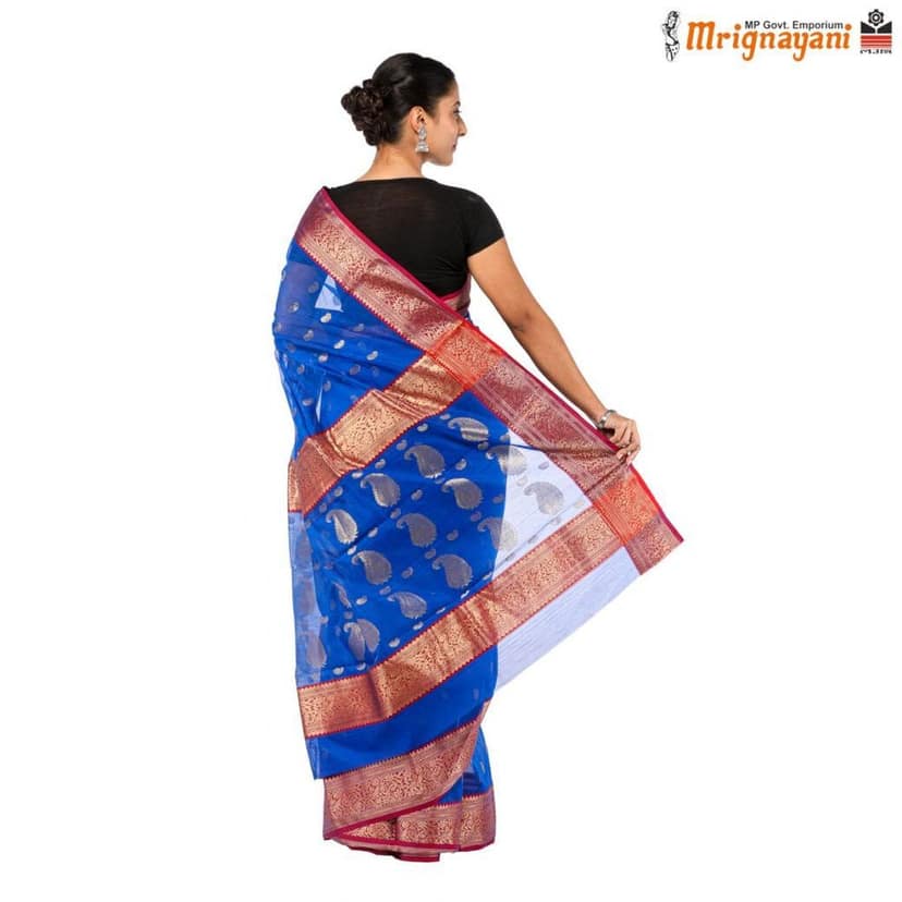 HANDLOOM CHANDERI SILK SAREE WITH BLOUSE (SKU - 1SC103151121, SAREE - 1002) view 4