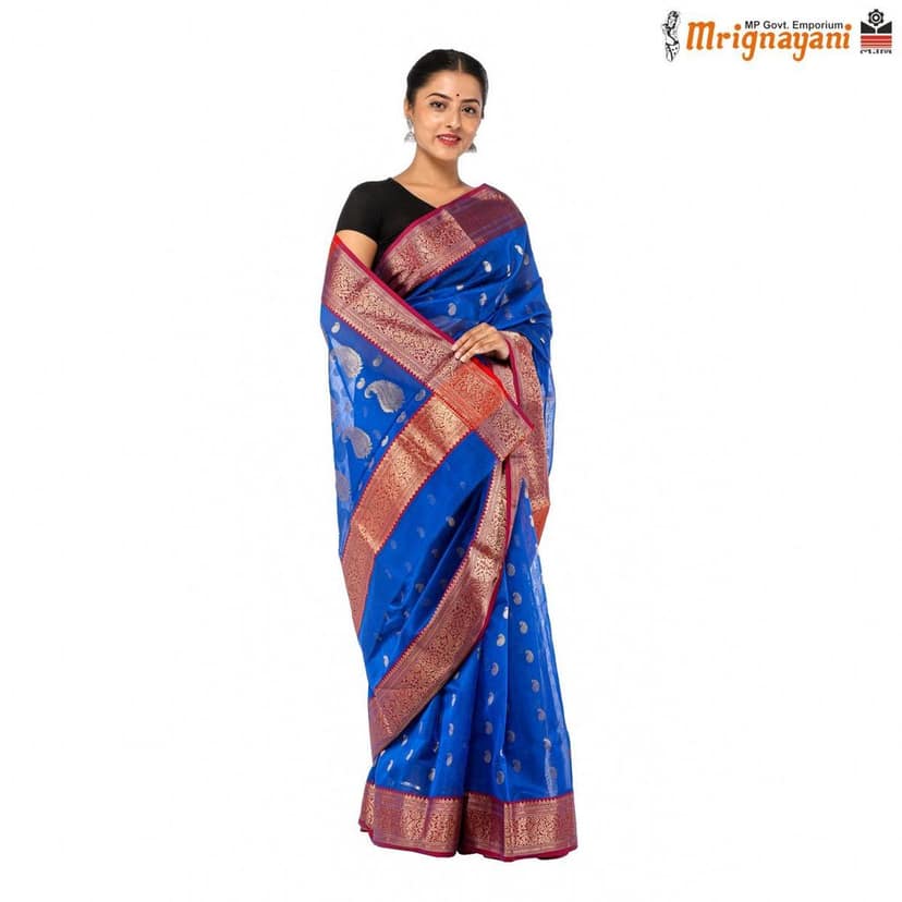HANDLOOM CHANDERI SILK SAREE WITH BLOUSE (SKU - 1SC103151121, SAREE - 1002) view 5