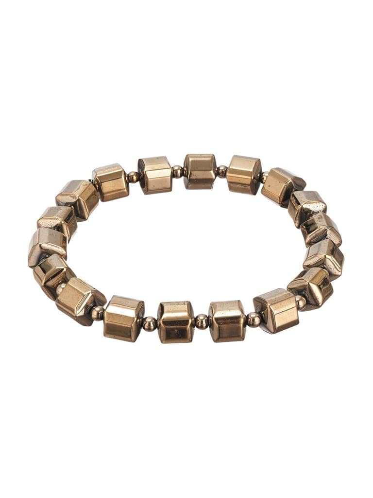 Natural Coated Pyrite Brass Energy Bracelet with Round Cube Beads view 10