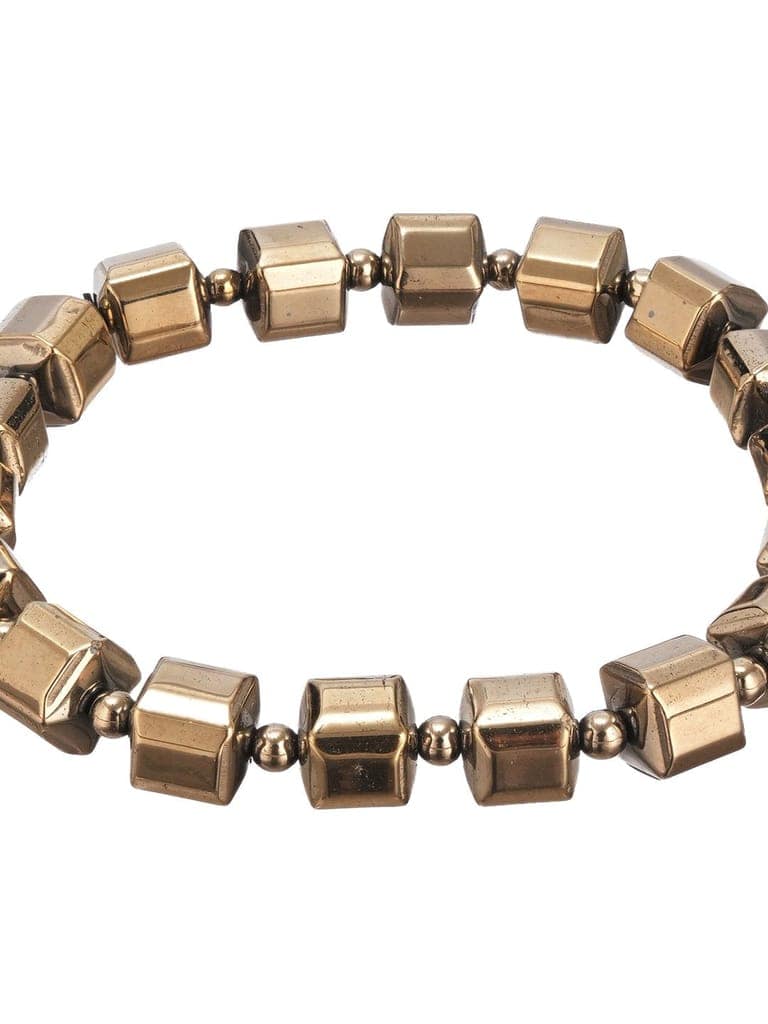 Natural Coated Pyrite Brass Energy Bracelet with Round Cube Beads view 9