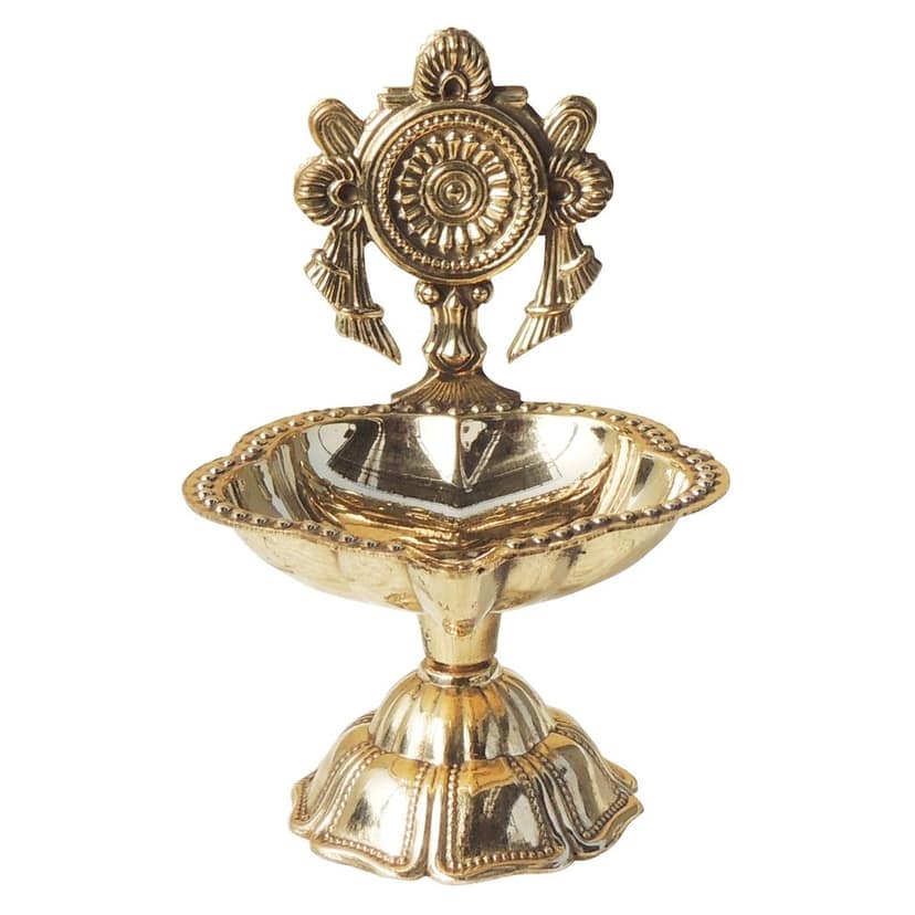 Brass Table Decor Oil Lamp, Shankh Deepak - Devotional Deepak for Puja Rituals, Height : 3.5 Inch (FMAS777 C) view 2