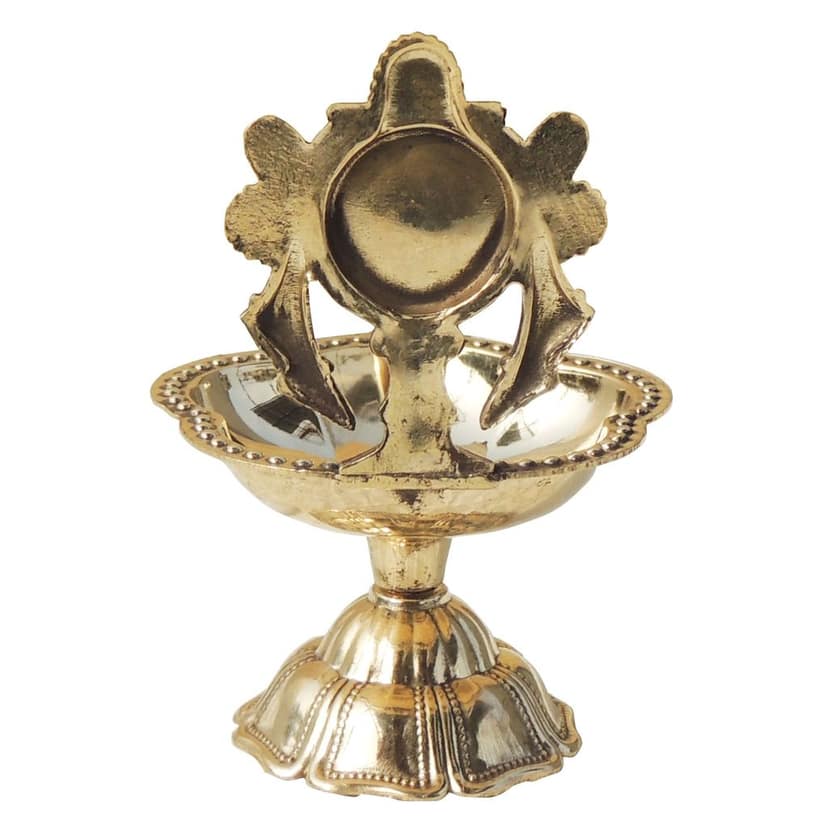 Brass Table Decor Oil Lamp, Shankh Deepak - Devotional Deepak for Puja Rituals, Height : 3.5 Inch (FMAS777 C) view 3