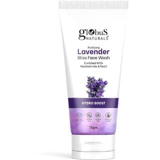 Globus Naturals Purifying Lavender Face Wash Enriched With Niacinamide Pearl Hydro Boost Formula Natural Gentle Mild Suitable Normal to Dry Skin 75 gm