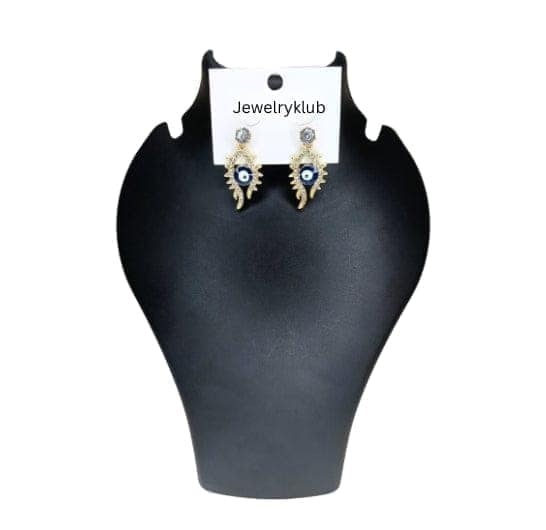 Jewelryklub American Diamond Evil Eye Earrings Rose Gold Plated For Girls Women Round Shape Oval Shape view 4