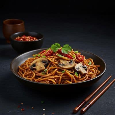 Schezwan Mushroom Noodles