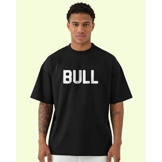 Ausk Mens Black Printed Cotton Blend Round Neck Oversized T-Shirt view 2