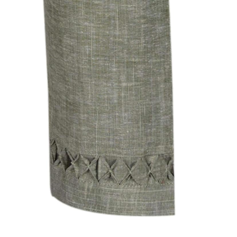 Light Green Cotton Blend Regular Fit Palazzo Pants with Cut-Out Hem for Women view 6