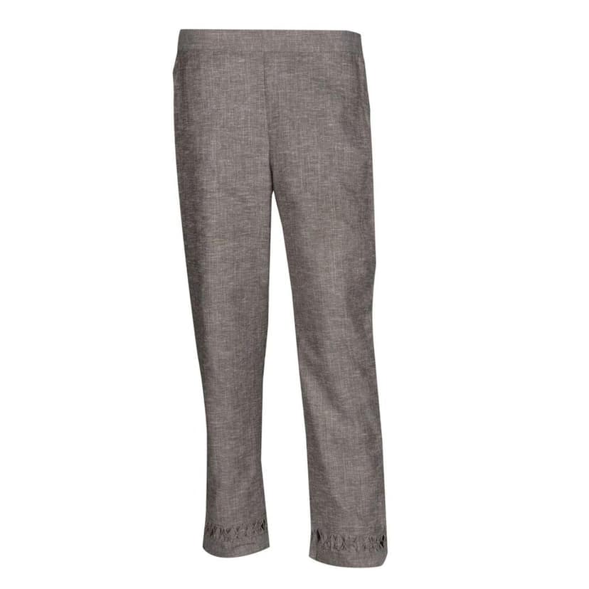 Light Green Cotton Blend Regular Fit Palazzo Pants with Cut-Out Hem for Women view 9