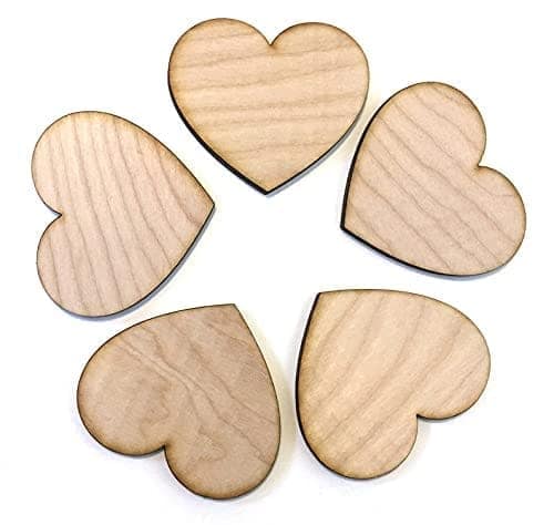 Haoser 100 Pieces Wood Unfinished Blank Hearts 3" Inch, Valentine's Day Crafts, Wooden Sheets for DIY Arts Craft Project view 2