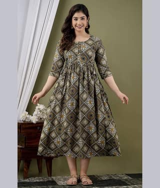 Nevisha Style Grey Cotton Maternity Kurta Single