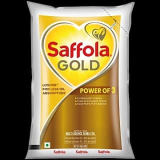 Saffola Gold Multi-Source Rice Bran & Sunflower Edible Oil, 1 L Pouch