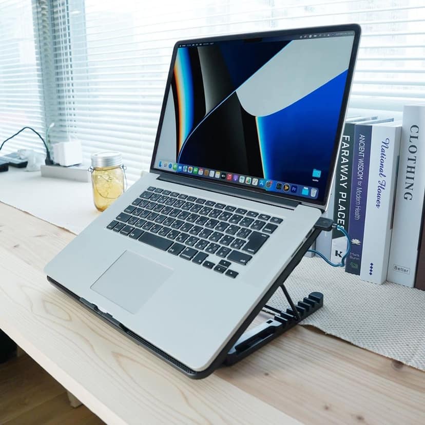 Laptop Cooler Cooling Pad with 2 Quiet Led Fans, Dual USB Ports, Portable Ultra Slim USB Powered 7 Heights Adjustable Laptop Stand for Gaming Laptop view 6