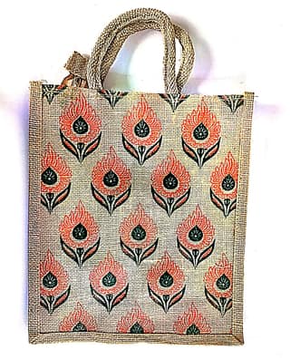 Eco-Friendly Jute Bag with Floral Print - Sustainable Tote