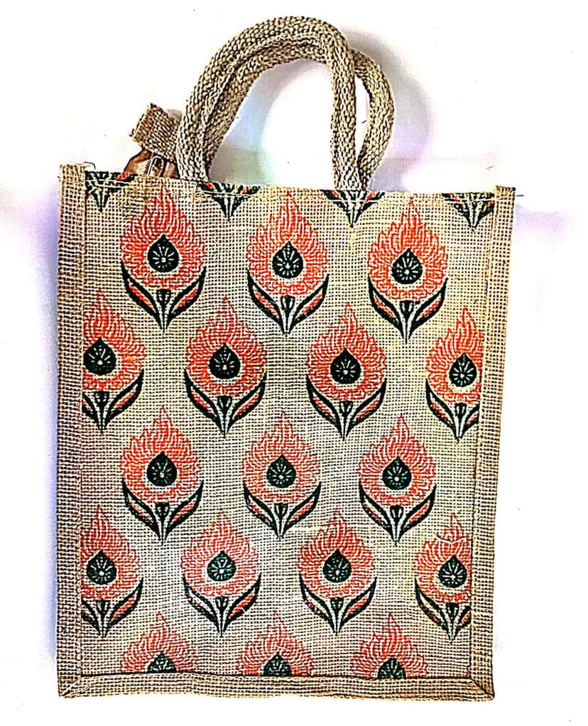 Eco-Friendly Jute Bag with Floral Print - Sustainable Tote