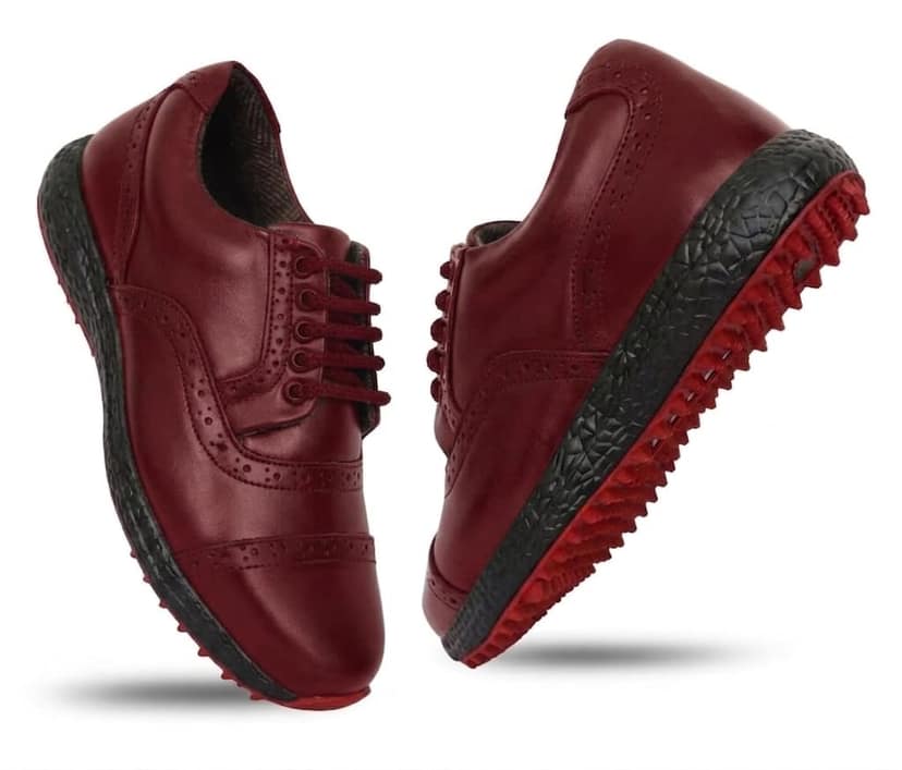 HITCARO® Men's Genuine Leather Lace-up Professional 100% Waterproof Premium Gold Golf Shoes PR-5407