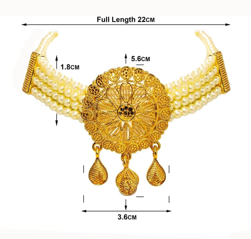 Frikki Gold Plated Pearl Golden Jewellery Choker Set For Women Traditional Chokar Jewelry Set Latest Design view 7