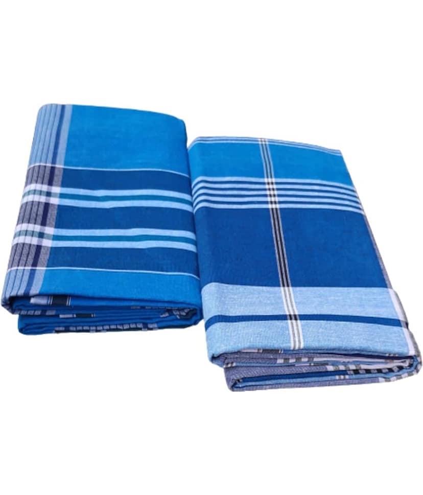 VUNNAVA Polyester Men's Lungi Multicolor ( Pack of 2 )