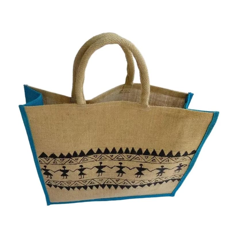 Hand-printed Warli Art Jute Bag