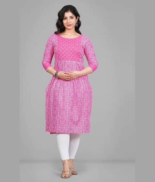Parastri Pink Cotton Maternity Kurta