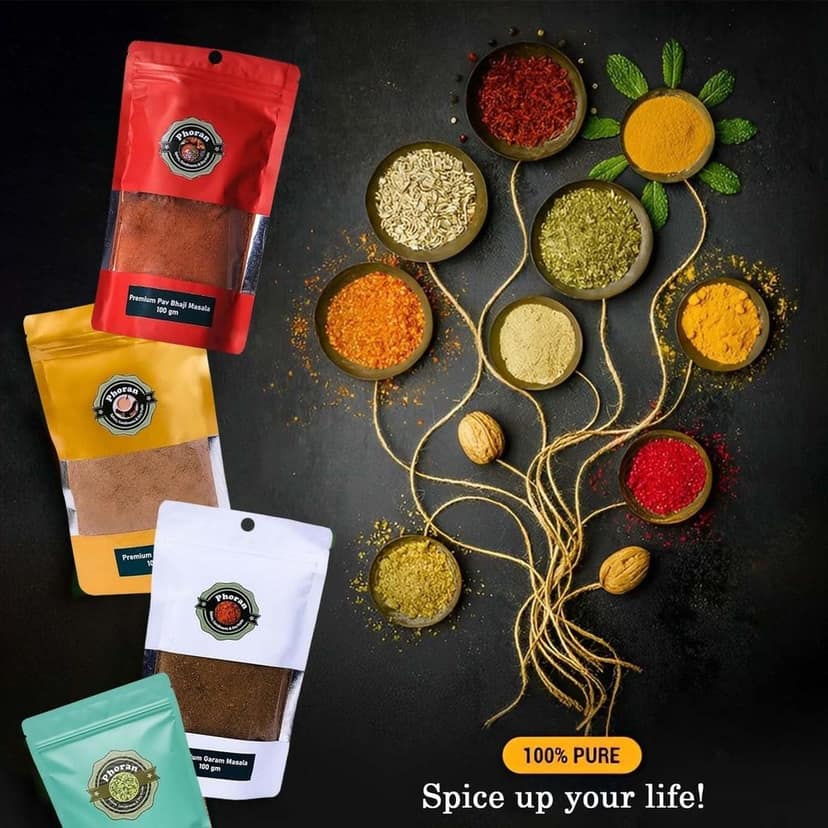 300 GM Phoran Masala Combo Pack - 100 gm each - Garam Masala, Pav Bhaji MAsala & Sunday Masala | Phoran view 6