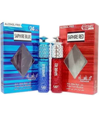 MANASIK SAPHIRE BLUE & SAPHIRE RED Concentrated Attar Roll On 6ml . ( COMBO SET )
