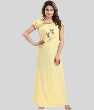 Gutthi Yellow Satin Nursing Nighty