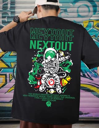 Scott Fincher Men's Oversized Halfsleeve Graphic Printed T-Shirt *Neytniit Neytniit Nextout" : AA(ARN)BLACK_18