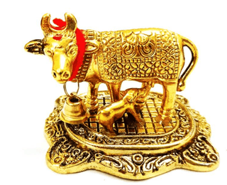 Ayushmann Traders Presents Gold Plated Metal Handicraft Kanha Ji Cow for Home Decor