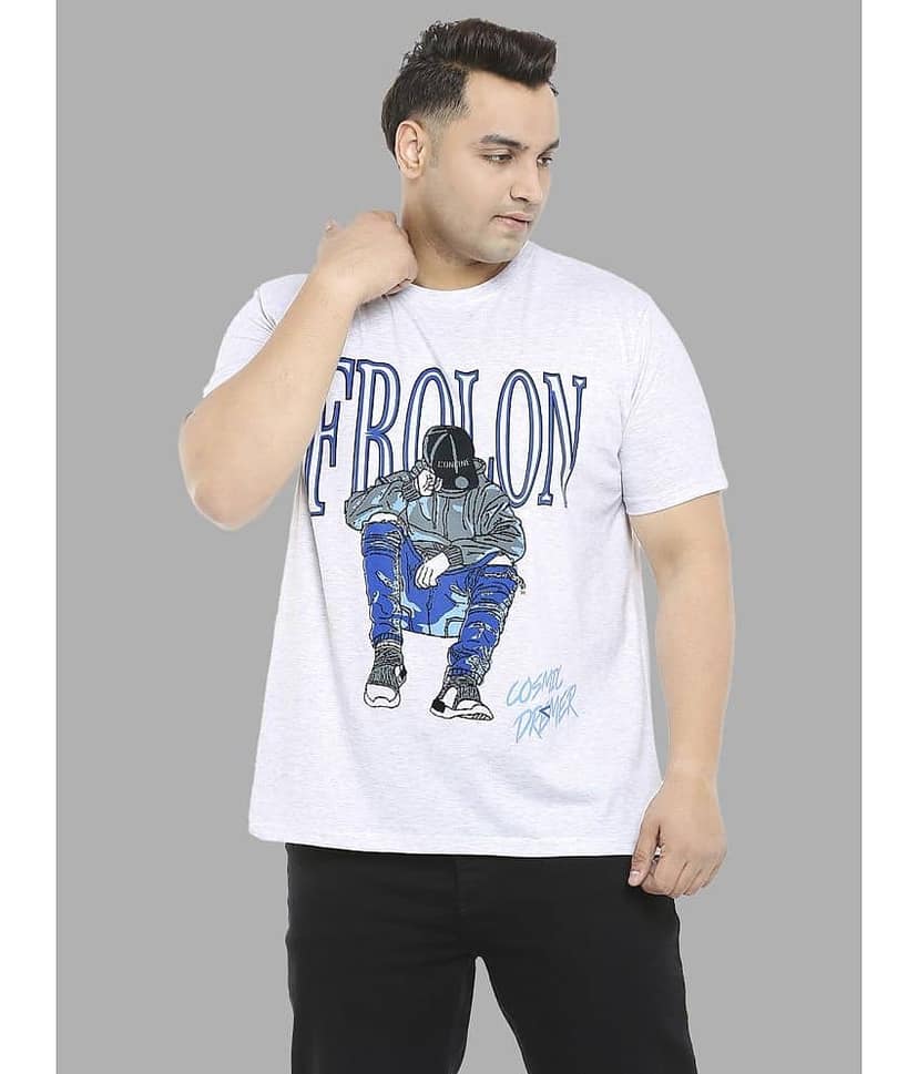 Xmex Pack of 1 Cotton Blend Regular Fit Men's T-Shirt ( Ecru Melange )