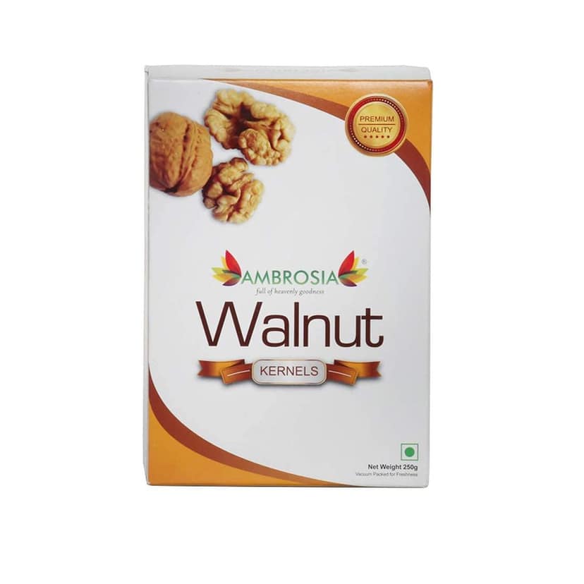 Ambrosia Walnut Kernels 250g (Pack of 1) | Kashmiri New Crop | Extra Light Halves