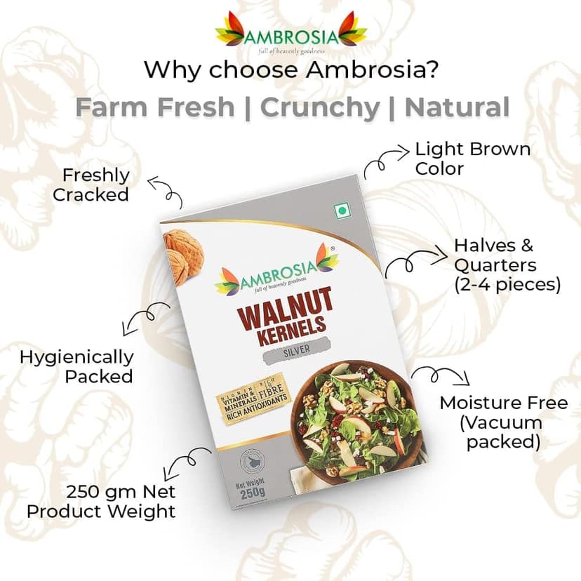 Ambrosia Walnut Kernels 250g | Silver | Kashmiri New Crop view 3