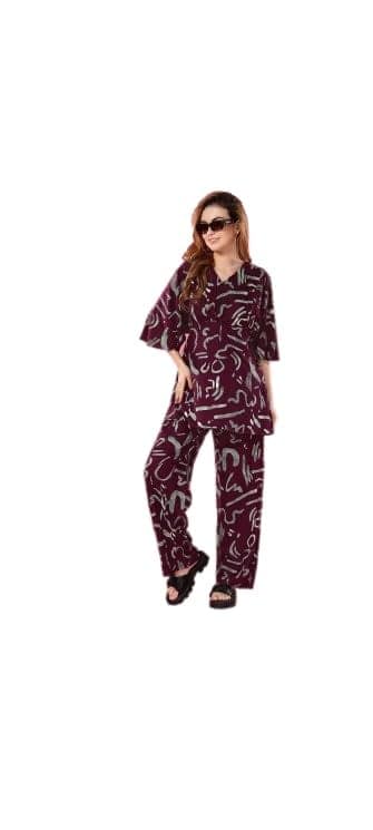 KOI SLEEPWEAR Premium Lissybissy Kaftan Co-ord Set for Women (Free Size Black Color) view 4