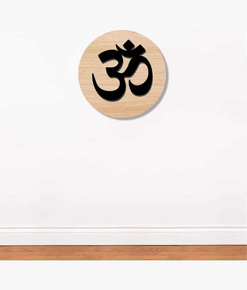 Asmi Collection Self Adhesive 3D MDF Wood OM Wall Sticker ( 25 x 25 cms ) view 2