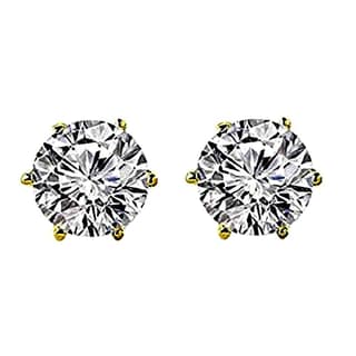 9K Yellow Gold Round Cut Simulated Diamond Stud Earrings