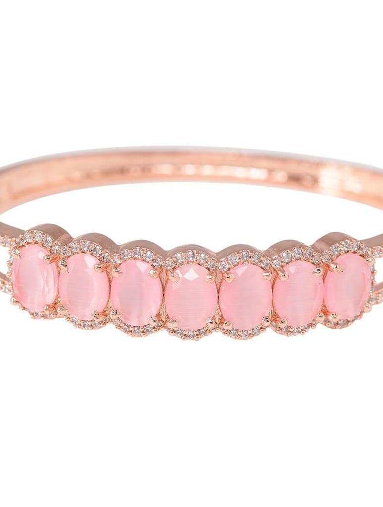 Rose Gold plated Pink AD stylish Handcrafted Bracelet for Women & Girls view 4