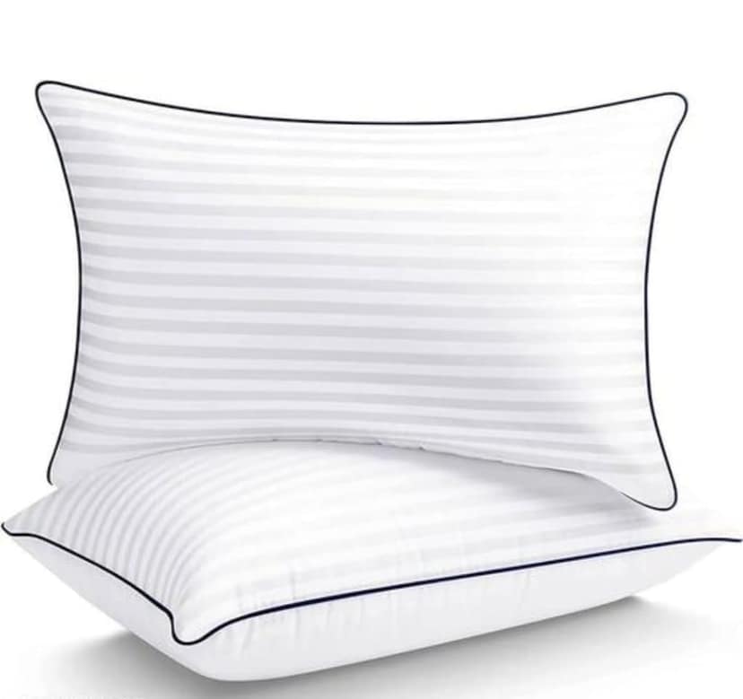 EASTTARDOMM Side dori strip pillow pack of two| White | Size – 16 x 26 Inches |