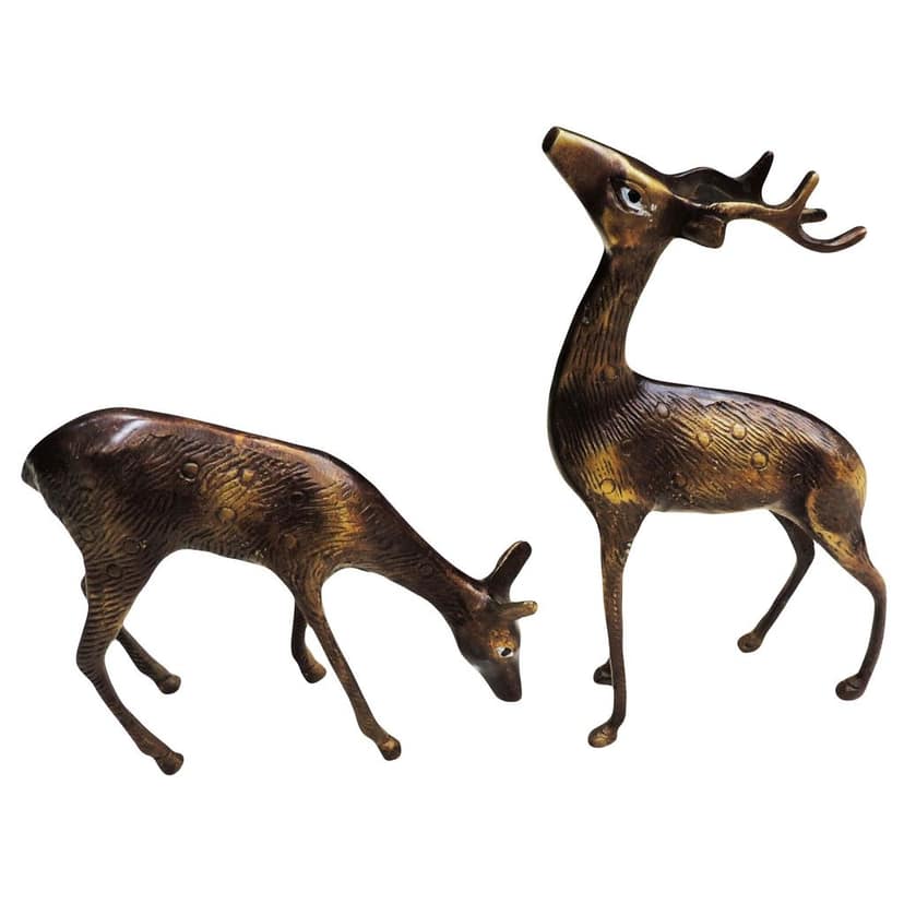 Brass Deer Pair Gift Item for Housewarming & Corporate Gifts, Height : 9.2 Inch (ANMAS110) view 2