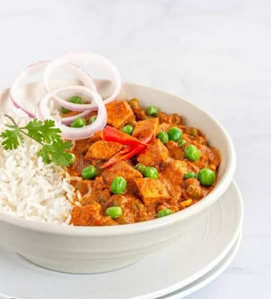 Matar paneer rice bowl