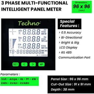 Three Phase Multifunctional Panel Meter - TMCB 025 - (5 A) view 2