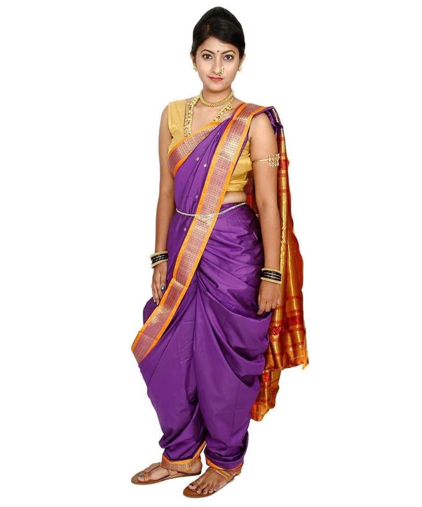Readymade Purple Nauwari Saree view 3