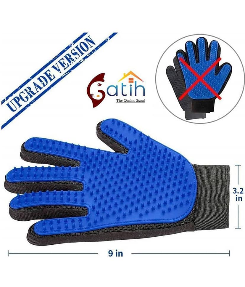Gatih Pet Grooming Glove - Gentle Deshedding Brush Glove - Efficient Pet Hair Remover Mitt - Massage Tool with Enhanced Five Finger Design - Perfect for Dogs & Cats with Long & Short Fur view 2
