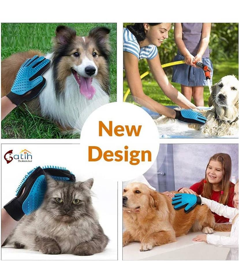 Gatih Pet Grooming Glove - Gentle Deshedding Brush Glove - Efficient Pet Hair Remover Mitt - Massage Tool with Enhanced Five Finger Design - Perfect for Dogs & Cats with Long & Short Fur view 3