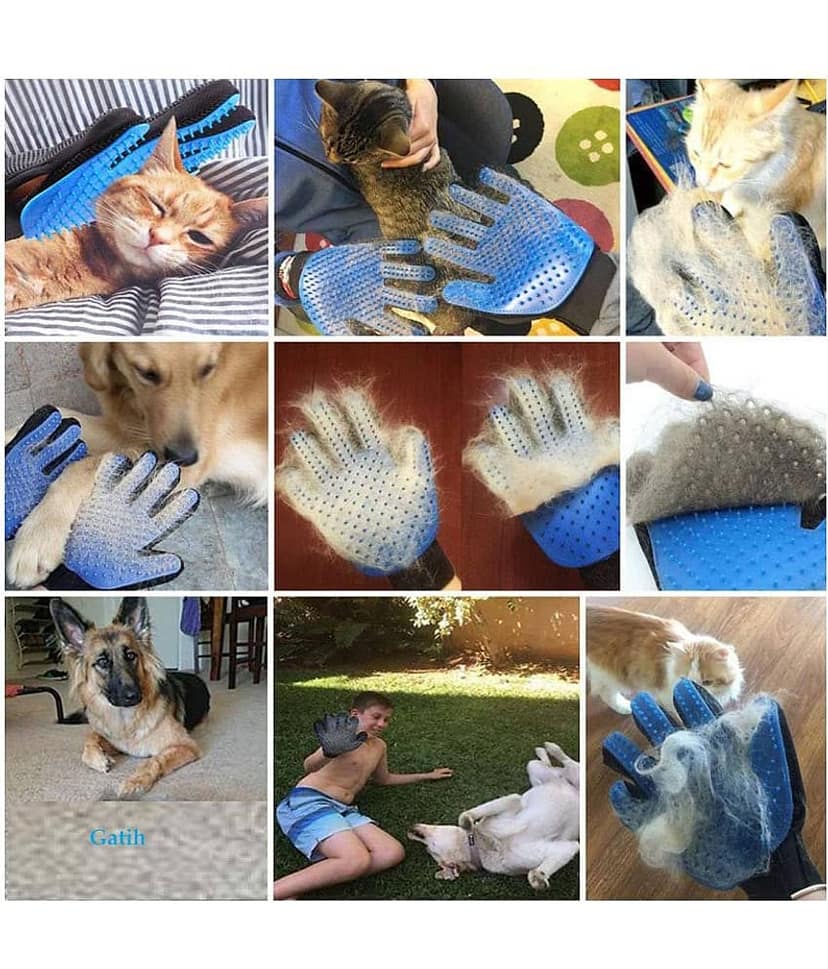 Gatih Pet Grooming Glove - Gentle Deshedding Brush Glove - Efficient Pet Hair Remover Mitt - Massage Tool with Enhanced Five Finger Design - Perfect for Dogs & Cats with Long & Short Fur view 4