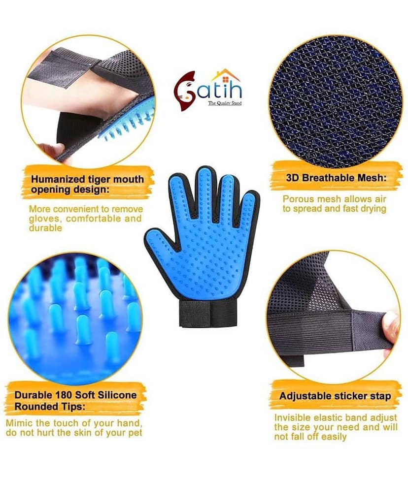 Gatih Pet Grooming Glove - Gentle Deshedding Brush Glove - Efficient Pet Hair Remover Mitt - Massage Tool with Enhanced Five Finger Design - Perfect for Dogs & Cats with Long & Short Fur view 5