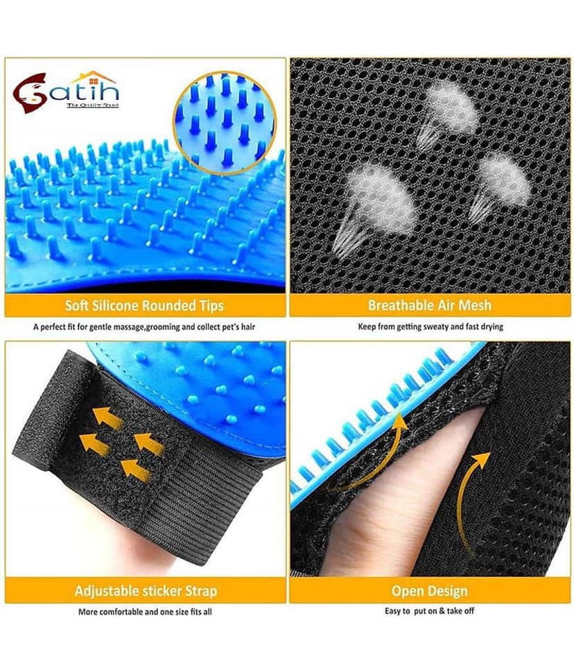 Gatih Pet Grooming Glove - Gentle Deshedding Brush Glove - Efficient Pet Hair Remover Mitt - Massage Tool with Enhanced Five Finger Design - Perfect for Dogs & Cats with Long & Short Fur view 6