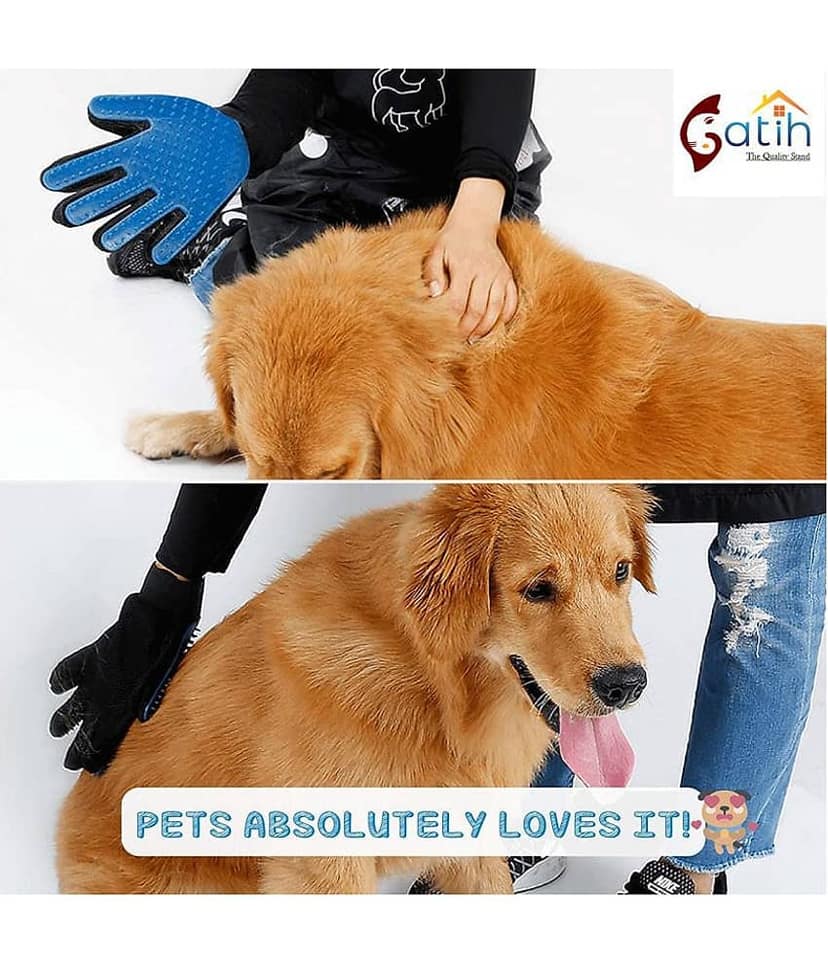 Gatih Pet Grooming Glove - Gentle Deshedding Brush Glove - Efficient Pet Hair Remover Mitt - Massage Tool with Enhanced Five Finger Design - Perfect for Dogs & Cats with Long & Short Fur view 9