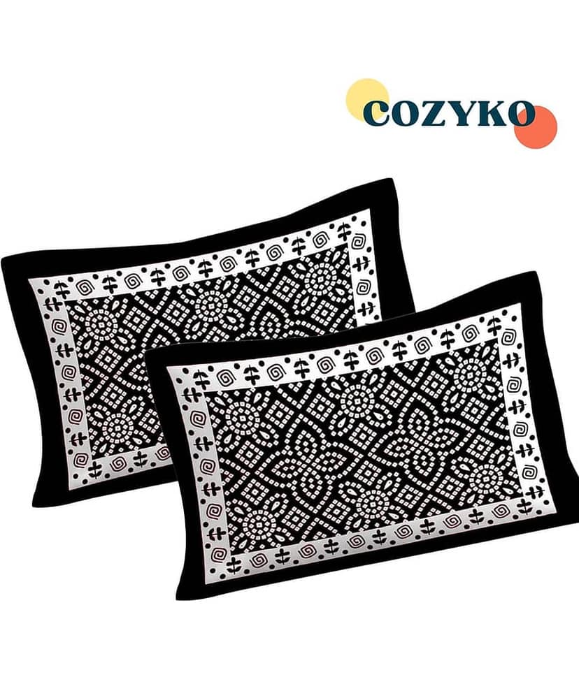 COZYKO Cotton 1 Single Bedsheet with 1 Pillow Cover ( Black ) view 2
